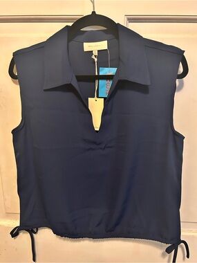 MELLODAY Navy V-Neck Sleeveless Collared Camisole